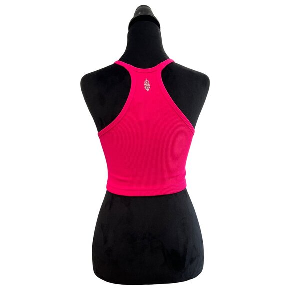 Free people movement Hot Pink Ribbed Racerback Crop Top XS/S - Picture 3 of 5